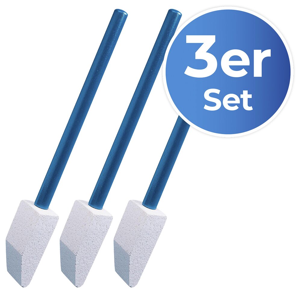 Toilettenreiniger Spezial, 3er Set  mit abgeschrägten Bimsstein und Holzgriff