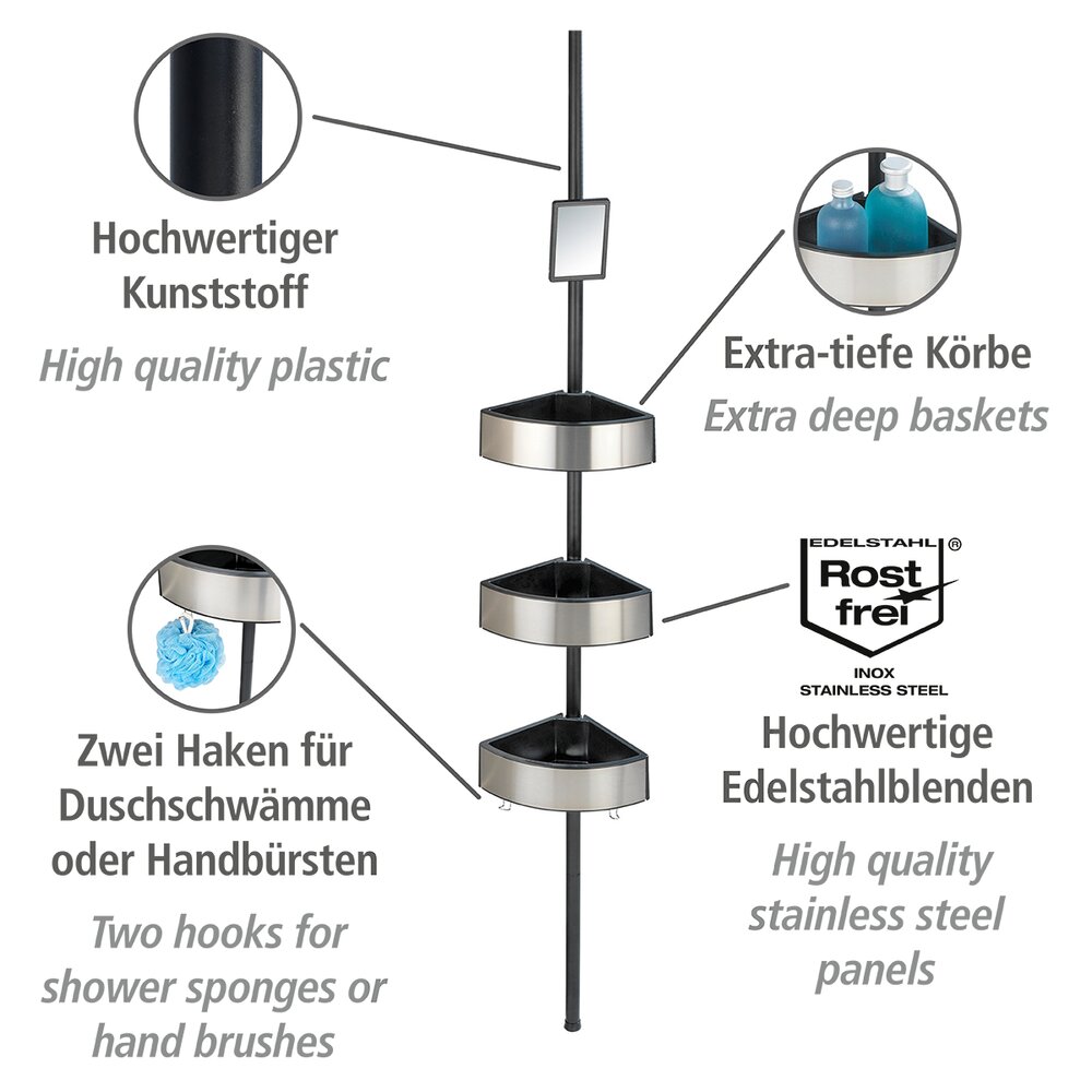 Telescopische douchehoek Premium Big Zwart