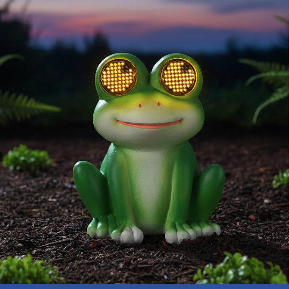 LED Gartenfigur Frosch Mod. Blinky Eyes  solarbetriebene Gartendekoration mit leuchtenden Augen
