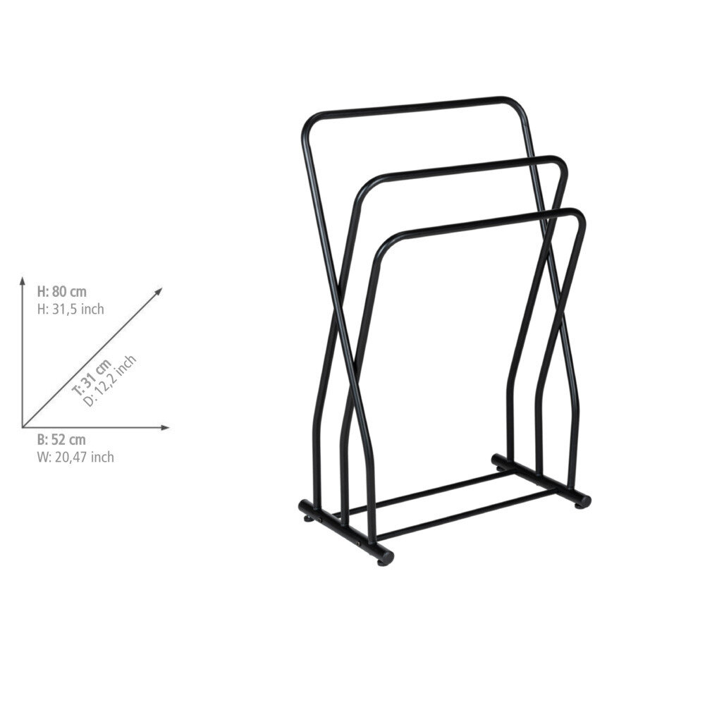 Porte-serviettes Granelli Noir  acier laqué, mat