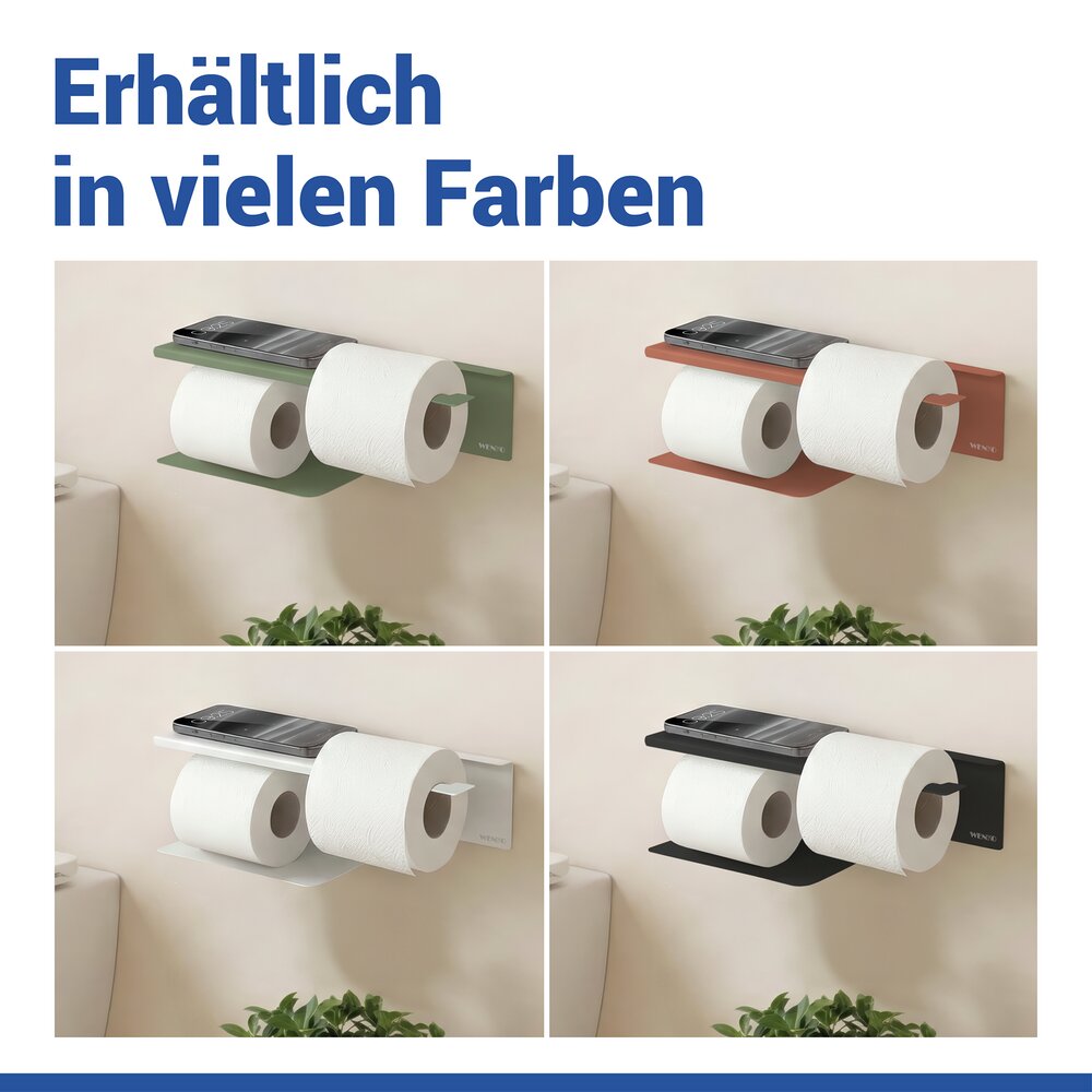 Turbo-Loc® Toilettenpapierhalter mit Ablage Mod. Lizan Grün  Befestigen ohne Bohren