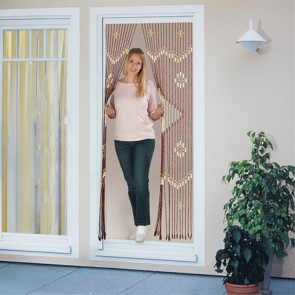 Bambusvorhang Rhombus, mehrfarbig, holz, 90x200 cm  31 Stränge, Ahornholzperlen