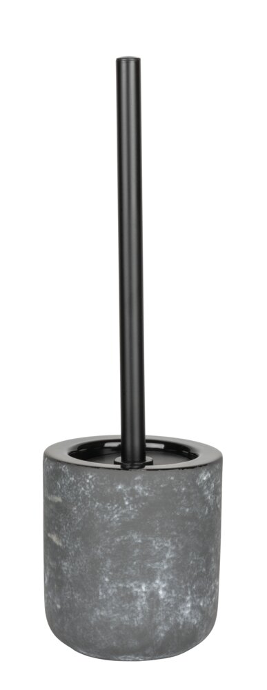 Garniture WC Mod. Sacile, gris/noir, céramique, inox, Ø11,5x38 cm  aspect béton, design moderne