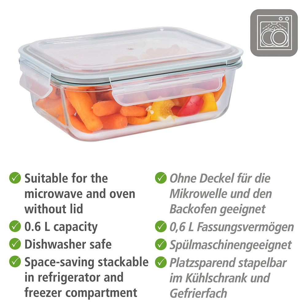 Glas Frischhaltedose Mod. Pacu 0,6 L  Aufbewahrungsdose zum Zubereiten und Einfrieren