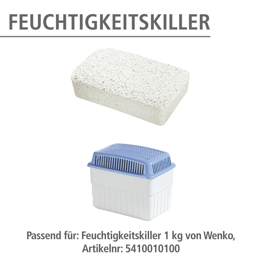 Vochtdoder 1 kg, wit, calciumchloride, set van 6, voor ruimtes tot 80 m³