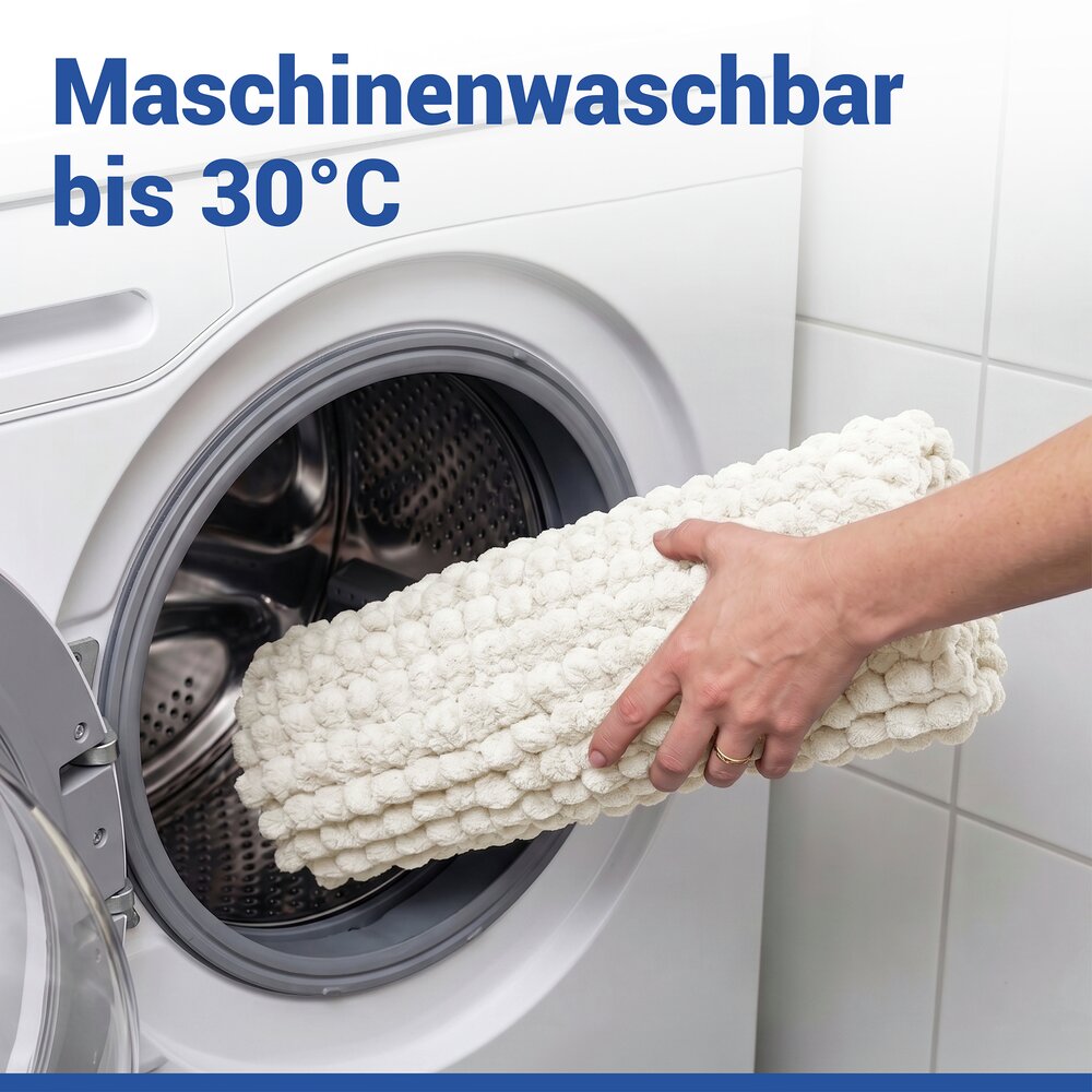 Badteppich Mod. Solivo Weiß, 50 x 80 cm  rutschfest und waschbar bis 30 °C