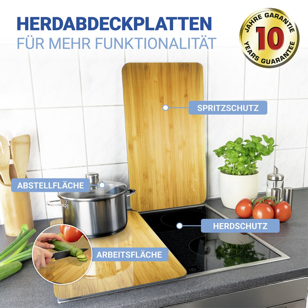 Plaque de Recouvrement Universelle Mod. Décor Bois, set de 2  pour tous les types de cuisinières