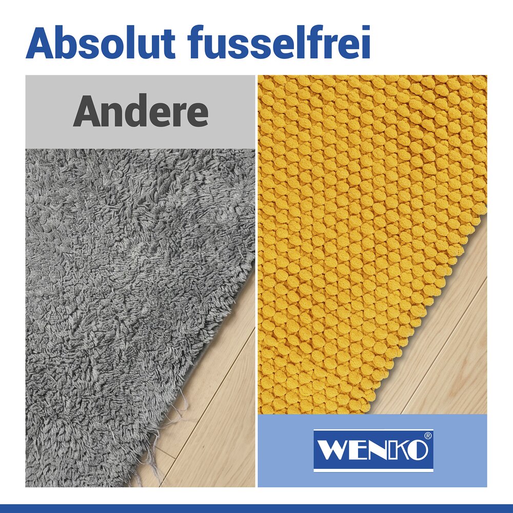 Badteppich Mod. Solivo Senfgelb, 50 x 80 cm  rutschfest und waschbar bis 30 °C