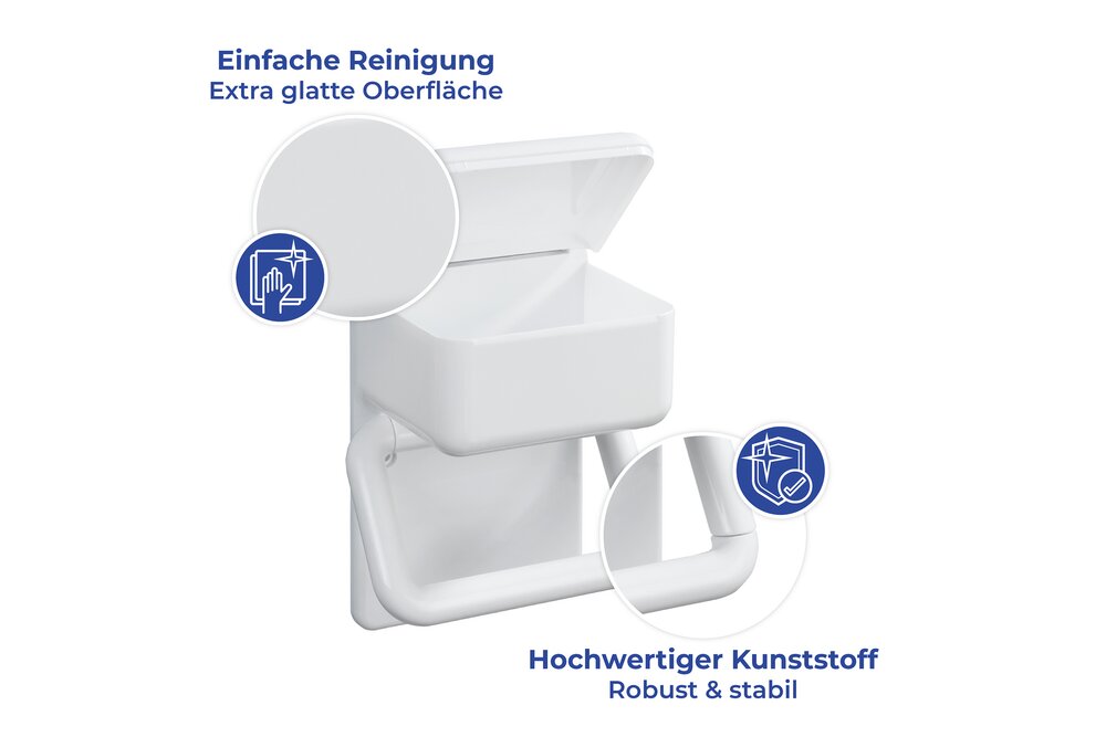 Toilettenpapierhalter 2 in 1  mit Ablage für feuchte Toilettentücher