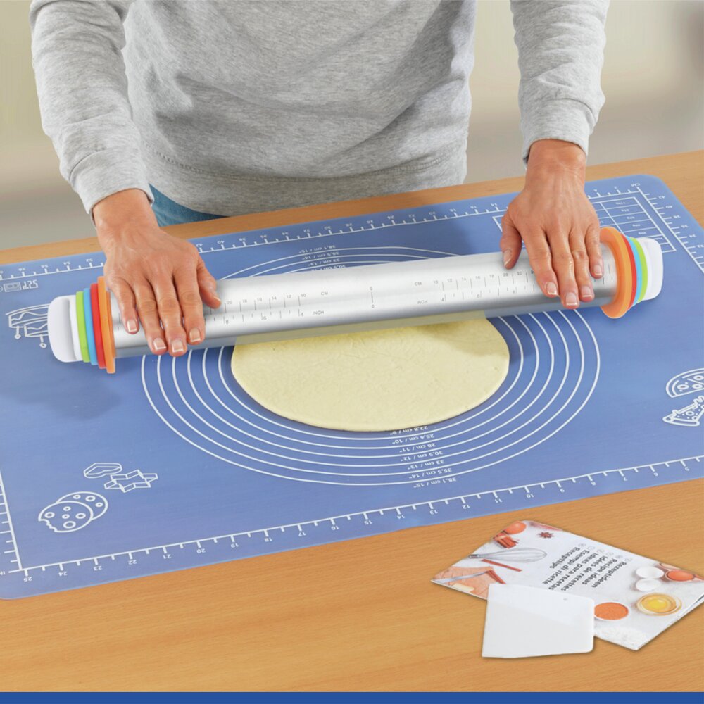 Tapis de cuisson antiadhésif avec rouleau à pâtisserie  spatule et livret de recettes inclus