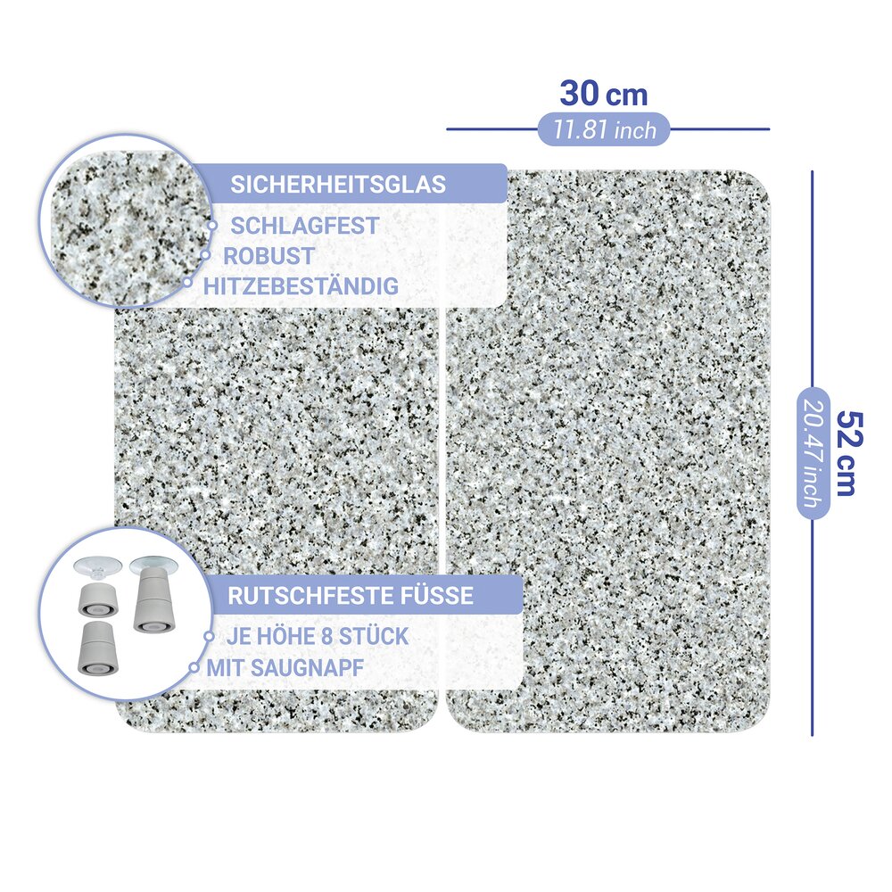 Plaque de Recouvrement Universelle Mod. Granit, set de 2  pour tous les types de cuisinières