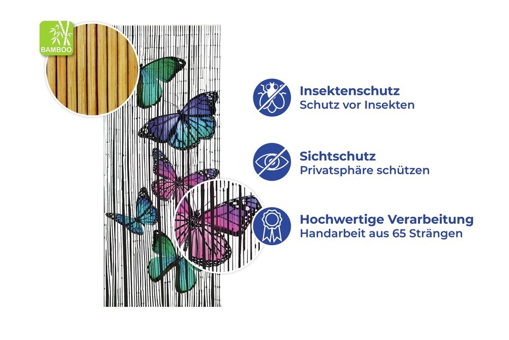 Rideau de bambou Papillons