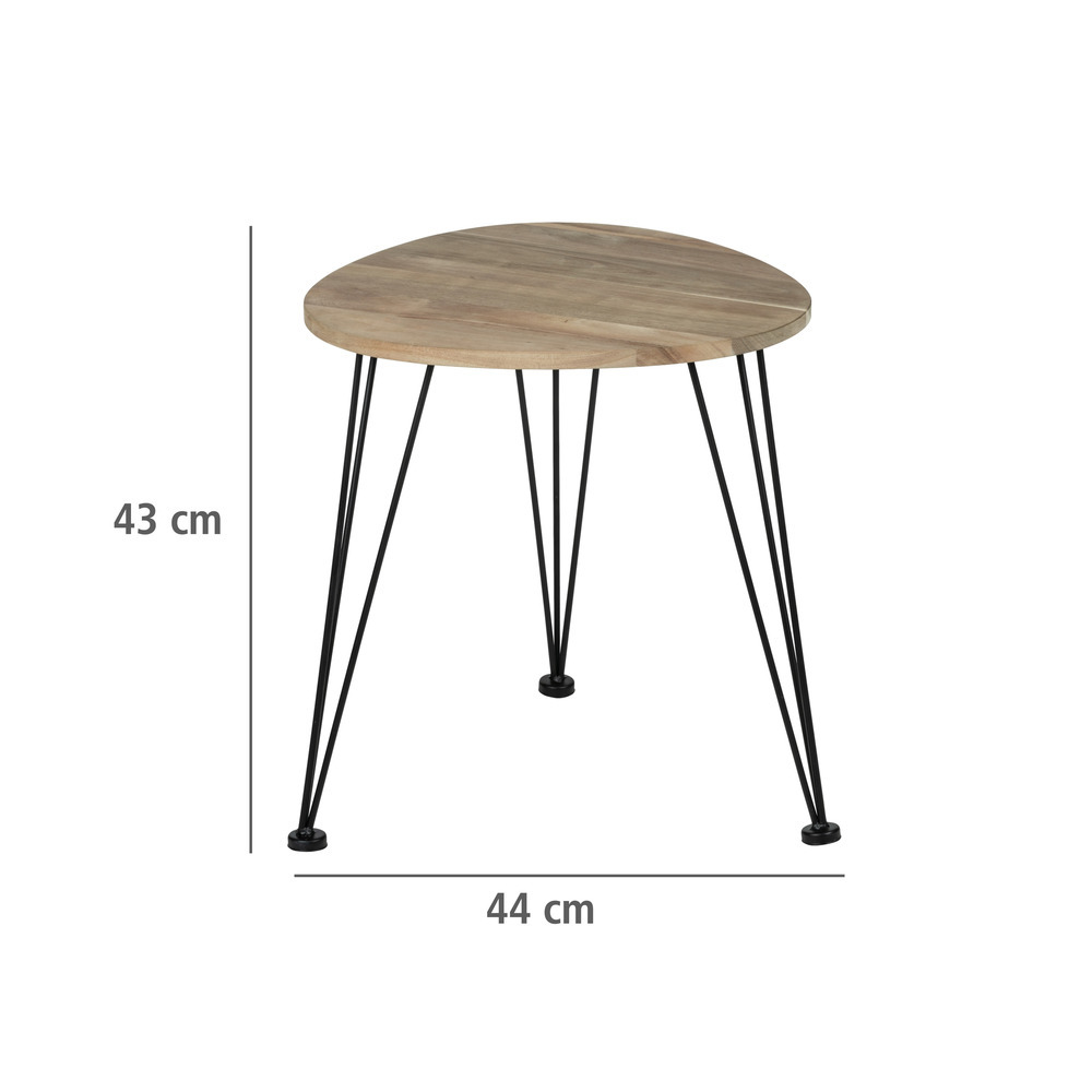 Beistelltisch aus massiven Akazienholz und Metallbeinen  Couchtisch, Nachttisch, FSC® zertifiziert