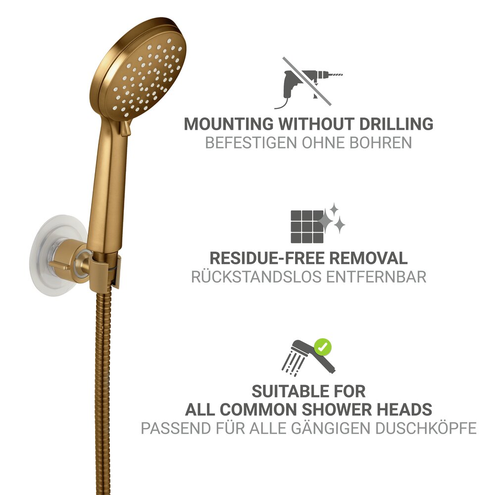 Duschkopfhalter 360° Gold  Befestigen ohne Bohren