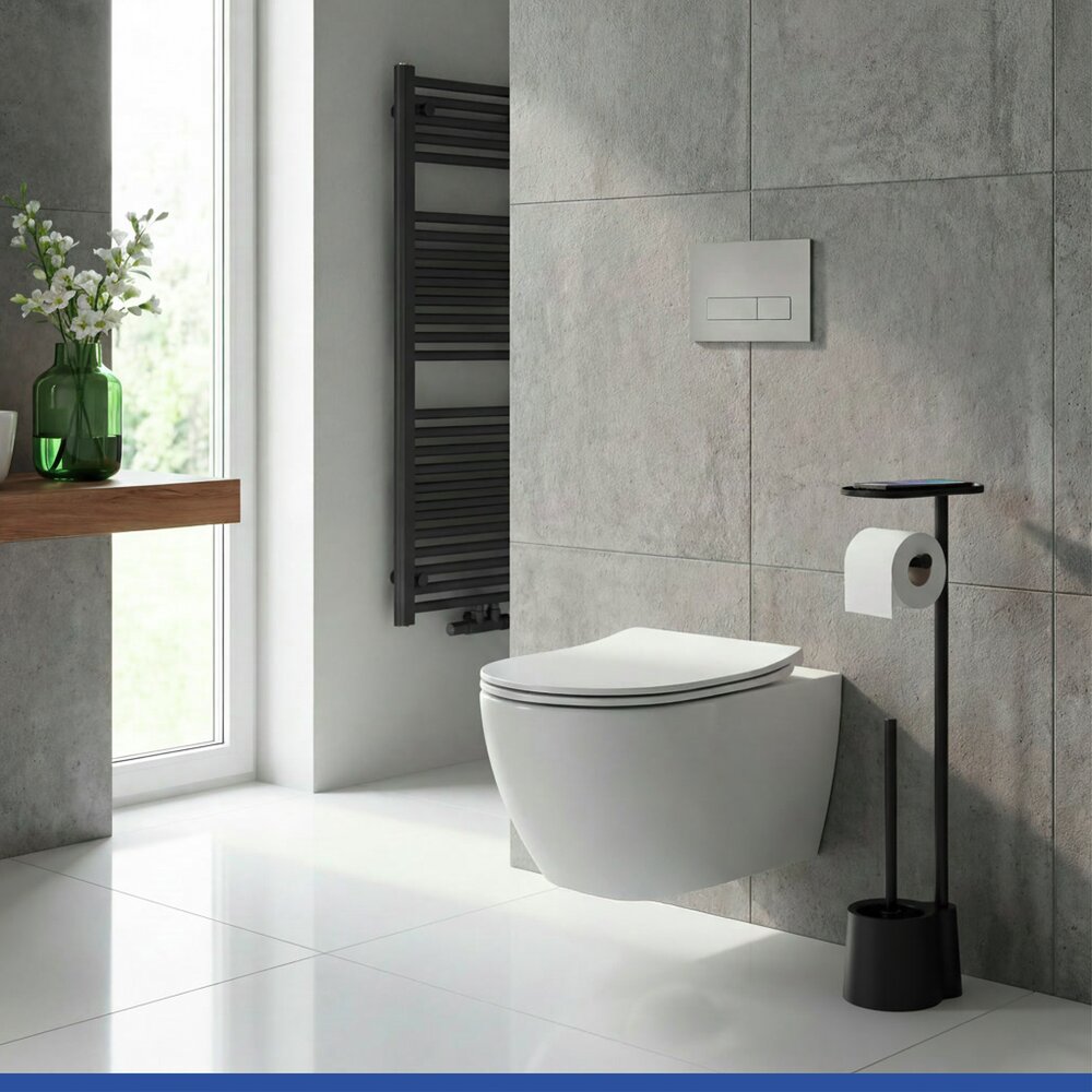 Combiné WC Mod. Albella Noir  avec tablette de rangement pratique