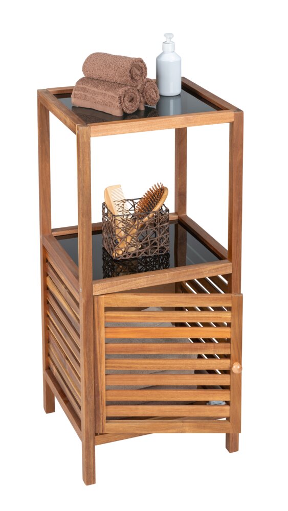 Étagère de salle de bain mod. Fondi avec porte  en bois d'acacia massif