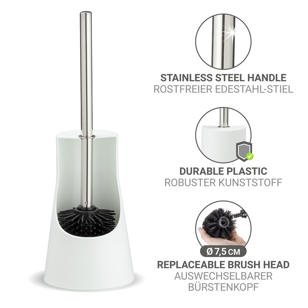 WC-Garnitur Mod. Arese Weiß  WC-Bürstenhalter mit Silikon-Bürstenkopf