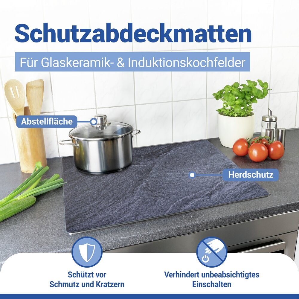 Schutzabdeckmatte Mod. Schiefer 60 x 52 cm hitzebeständige Schutzmatte für Kochfelder