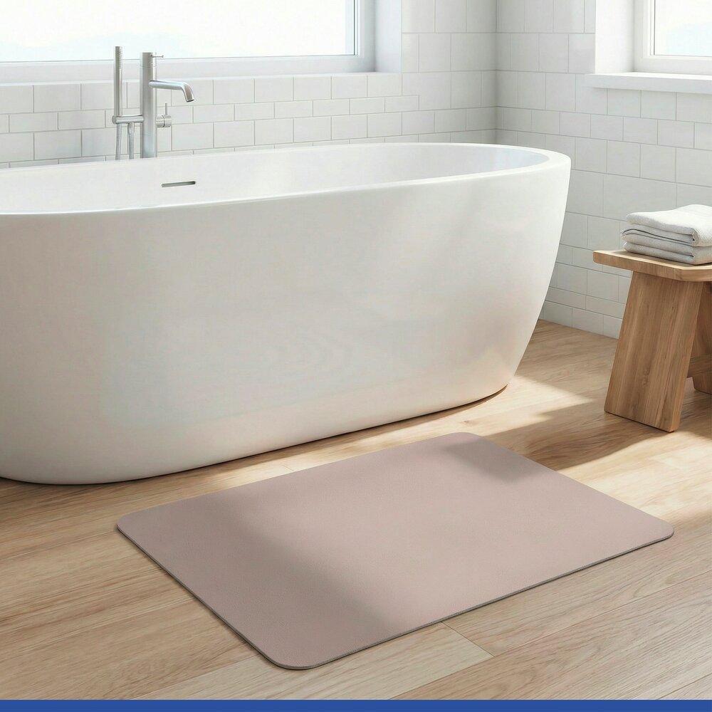 Schnelltrocknende Badematte Ecru, 40 x 60  rutschfest, mit wasserdichter Unterseite