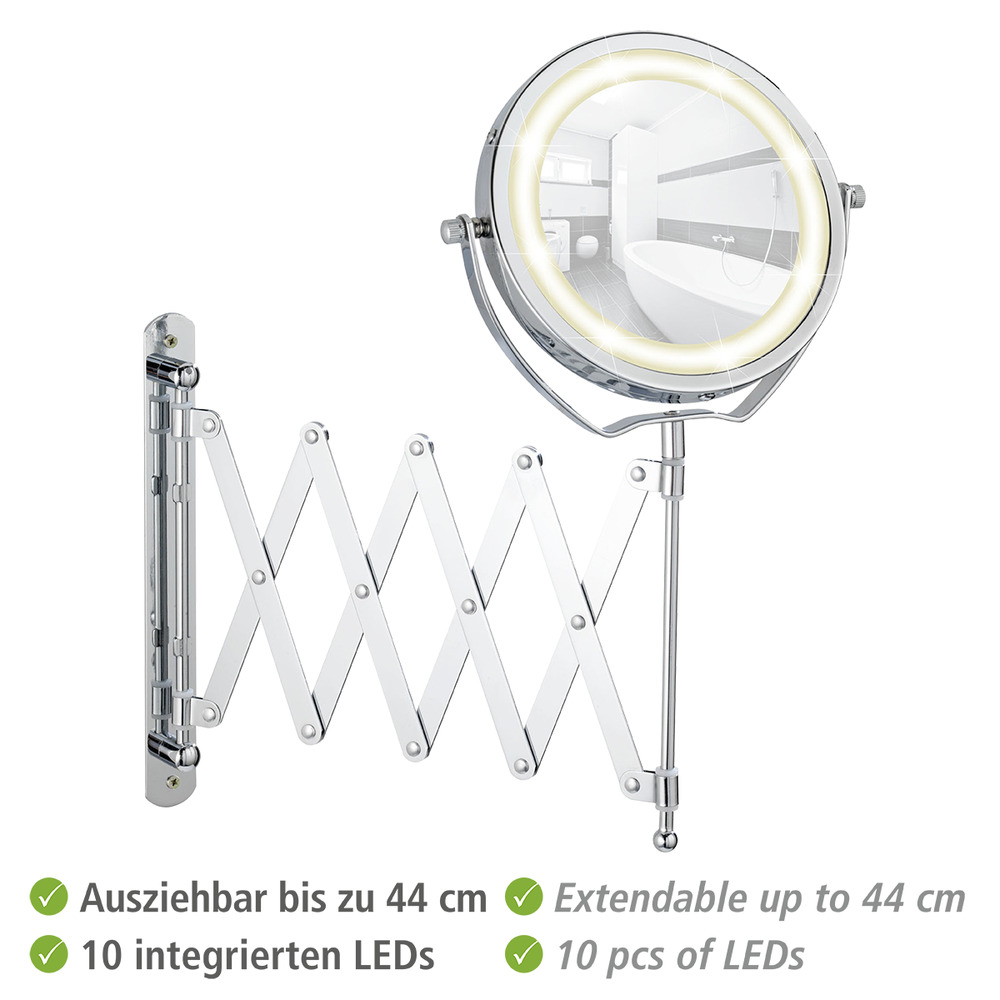 LED Kosmetikspiegel Mod. Brolo, Wandspiegel  3-fach Vergrößerung