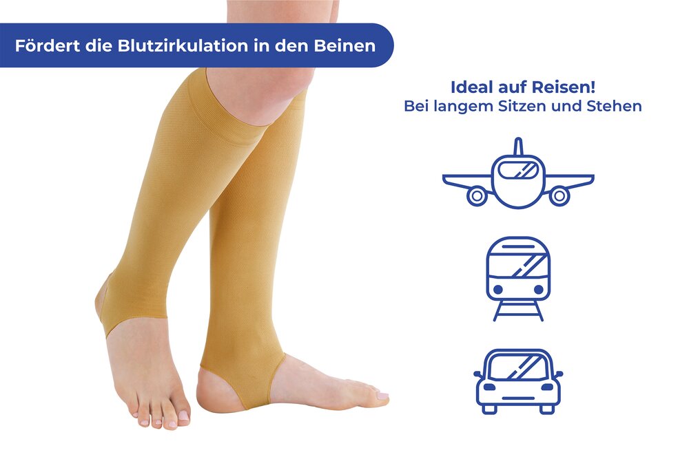 Stützstrümpfe hautfarben Größe L  ideal auf Reisen