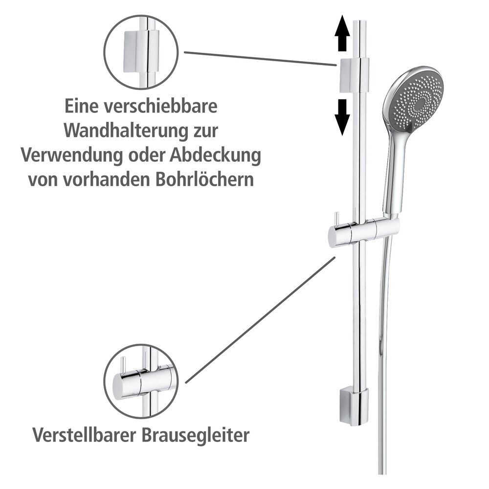 Watersparende chromen doucheset