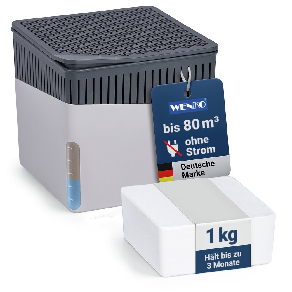 Raumentfeuchter Mod. Cube Grau 1000 g  beugt Schimmel und Gerüchen vor
