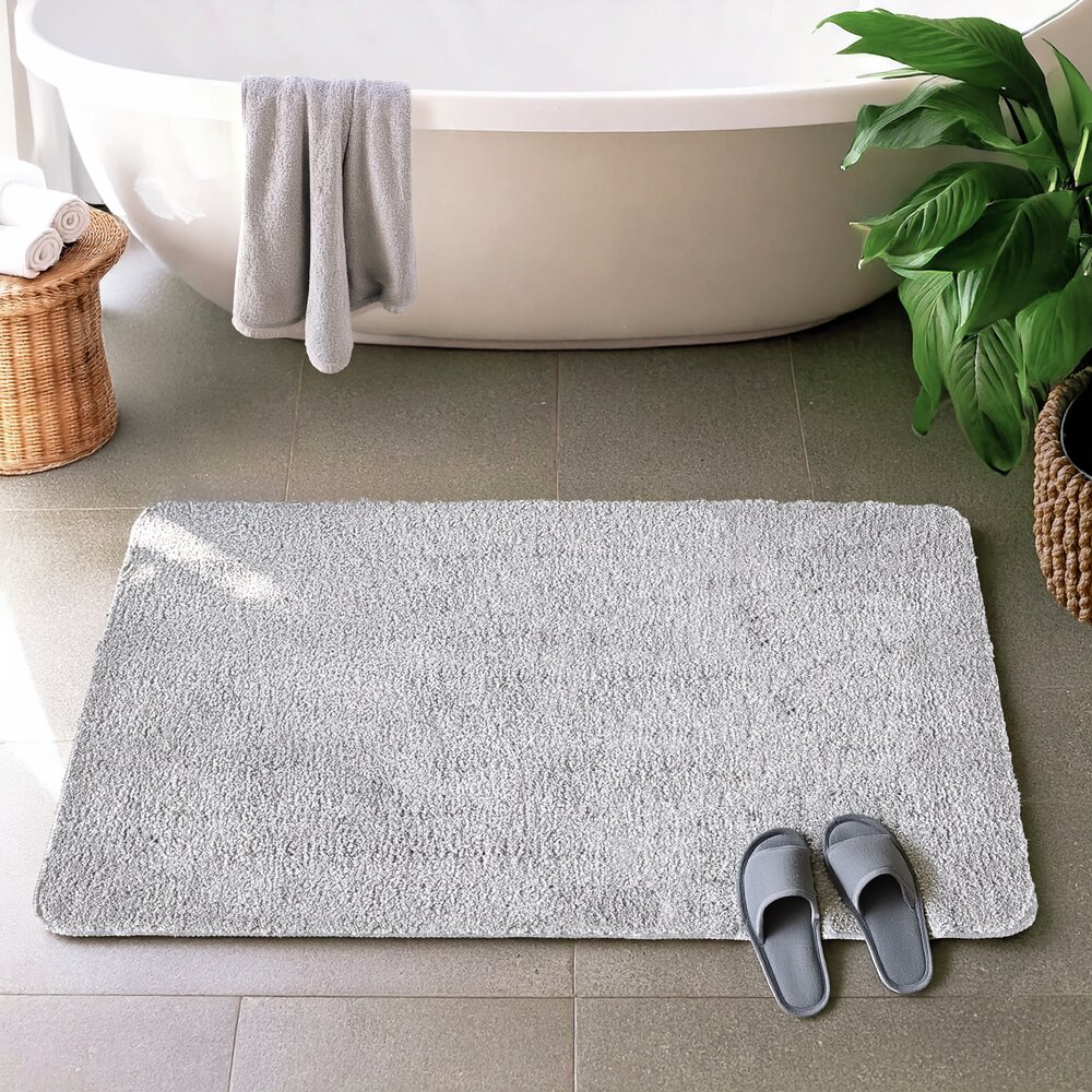 Badtapijt Mod. Badia, grijs, polyester, 60x90 cm