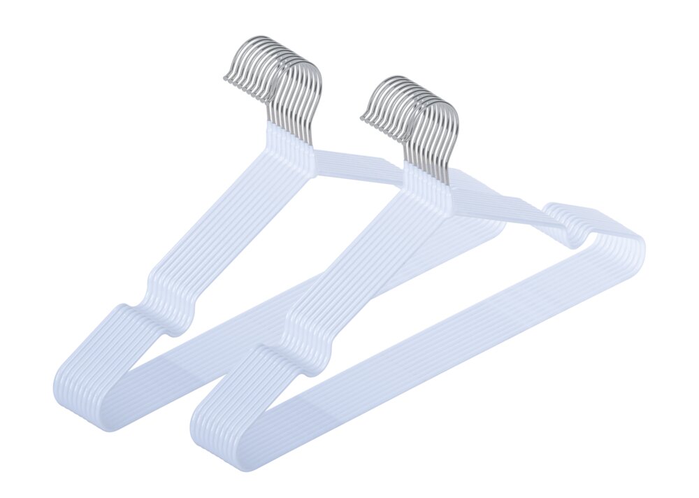 Cintre à vêtements Mod. Sascha Blanc, set de 20  revêtement antidérapant