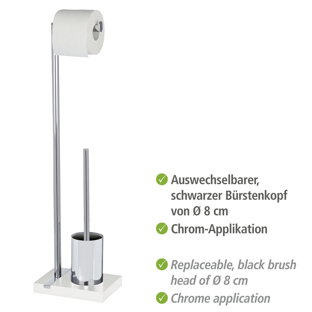 Stand WC-Garnitur Mod. Noble White  mit Chrom-Applikation