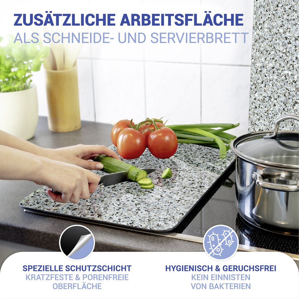 Plaque de Recouvrement Universelle Mod. Granit, set de 2  pour tous les types de cuisinières