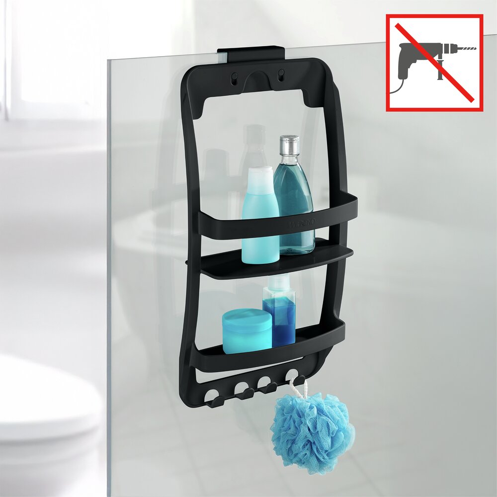 Badregal Mod. Universal, schwarz, Kunststoff, 26x54,5x11,5 cm  ohne Bohren montierbar