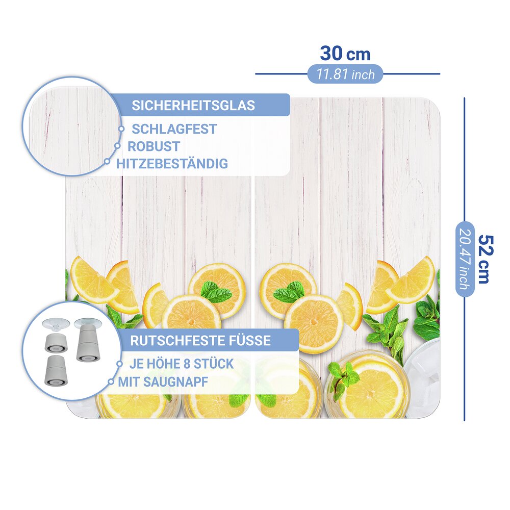 Protège-plaque universel Citrons  set de 2, pour tous les types de cuisinières