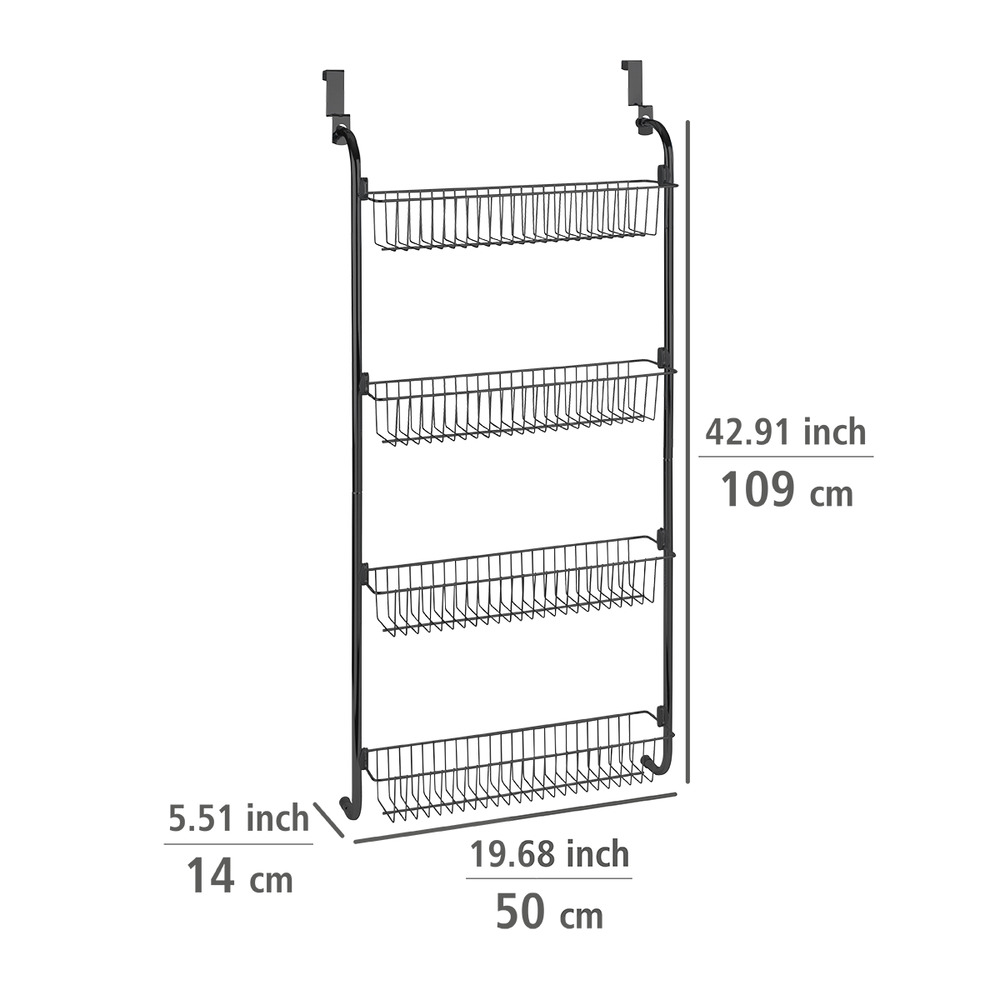 Türregal mit 4 Körben Schwarz  Hängeregal