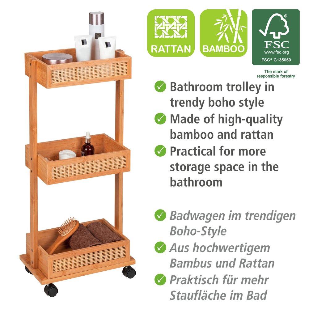 Desserte de salle de bain  en bambou et rotin