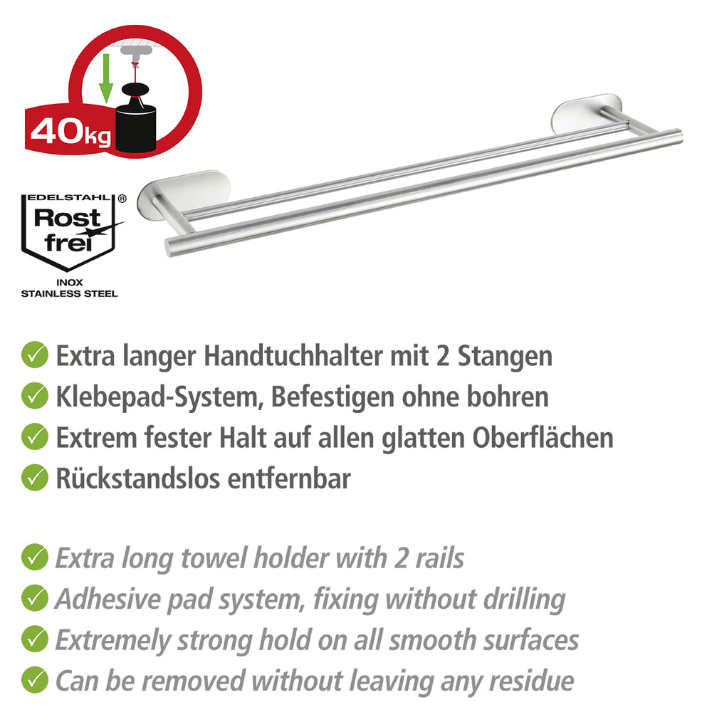 Turbo-Loc® Edelstahl Badetuchstange Duo Mod. Orea Matt  Befestigen ohne bohren