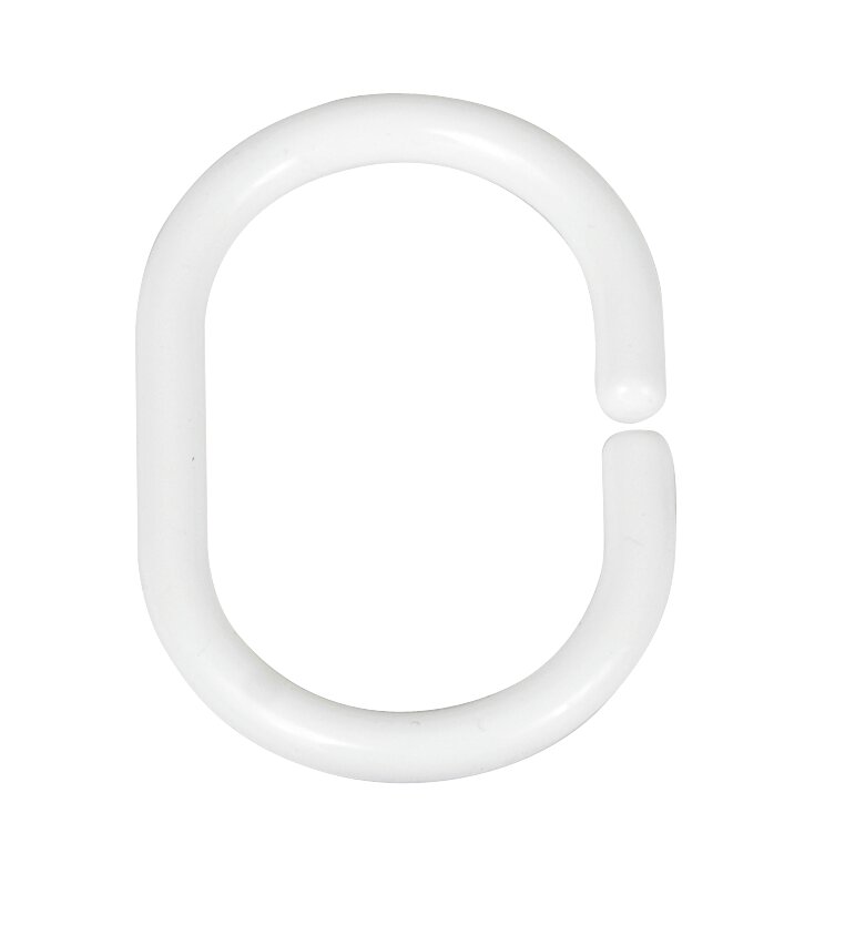 Duschvorhangringe Weiß klein, 12er Set  zur Befestigung des Duschvorhangs