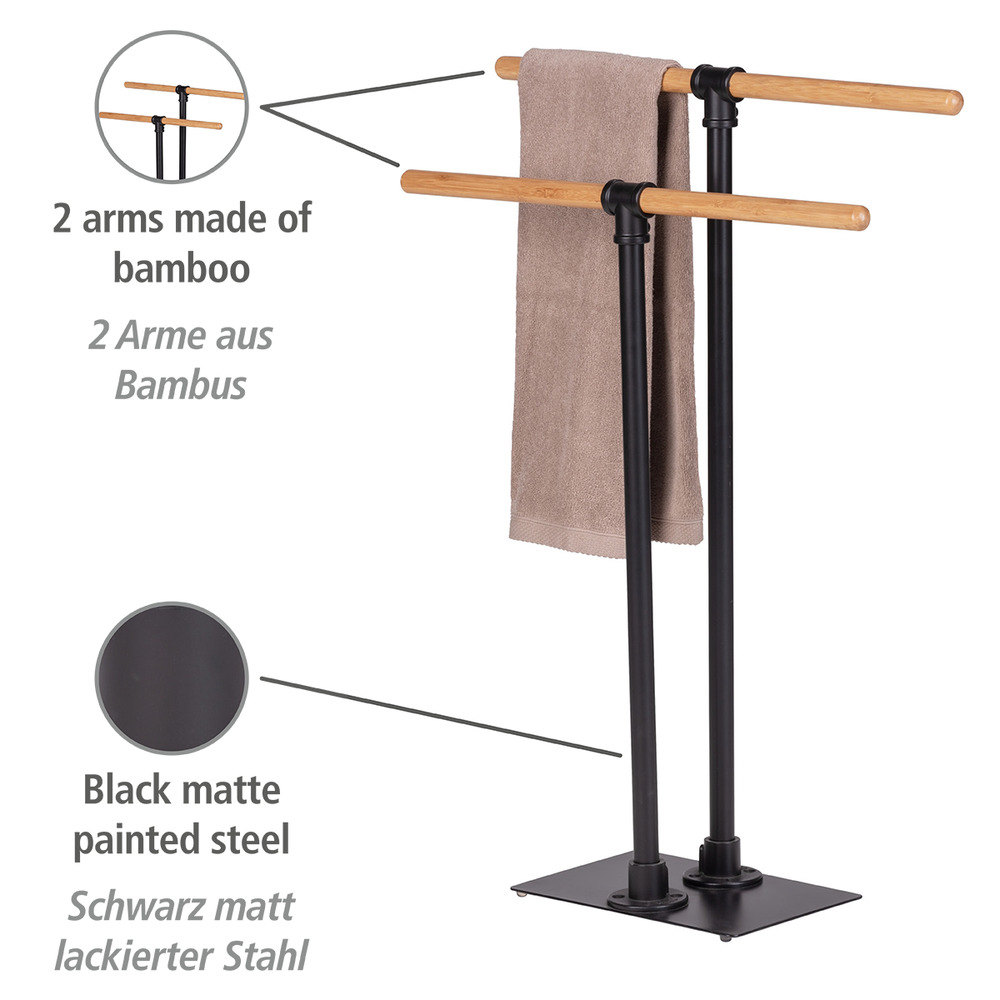 Handtuchständer Forli  Handtuchhalter aus Stahl und Bambus