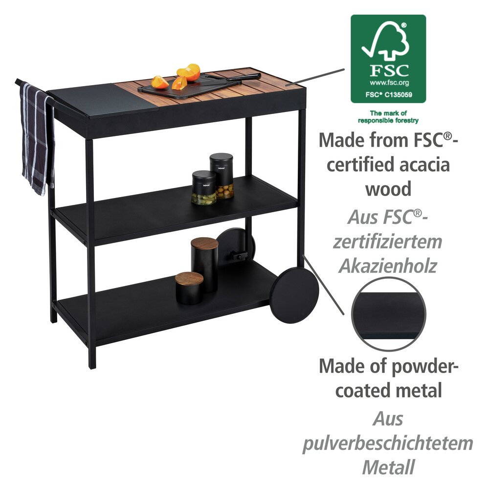 Servierwagen Mod. Miro  mit FSC® zertifiziertem Akazienholz