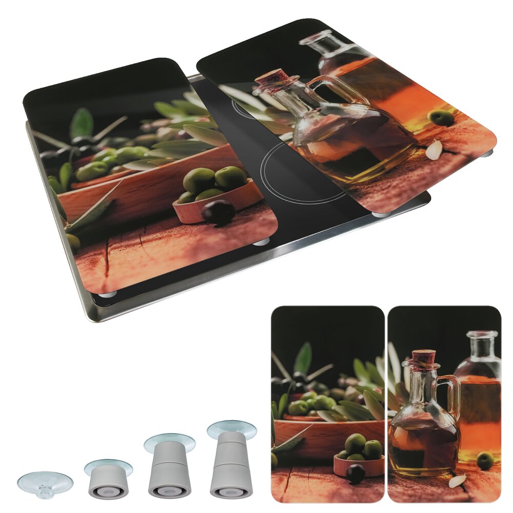 Herdabdeckplatte Universal Mod. Olivenöl, 2er Set  für alle Herdarten geeignet