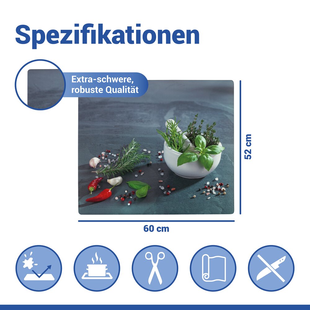 Schutzabdeckmatte Mod. Kräuterküche 60 x 52 cm  hitzebeständige Schutzmatte für Kochfelder