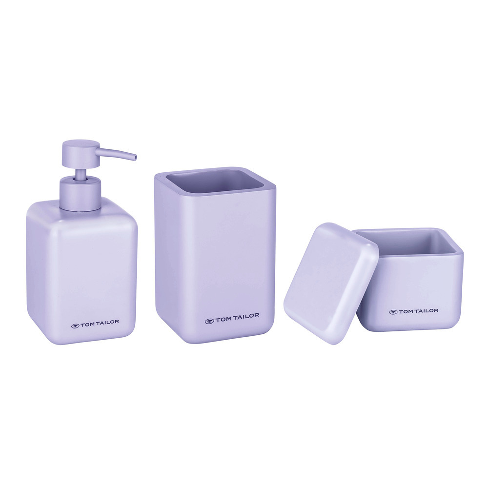 Bad-Accessoire Set Lilac, 3 tlg.  Seifenspender, Zahnputzbecher und Dose