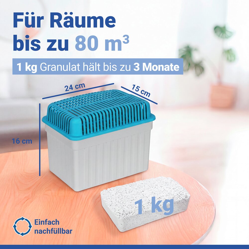 Luchtontvochtiger 1 kg blauw