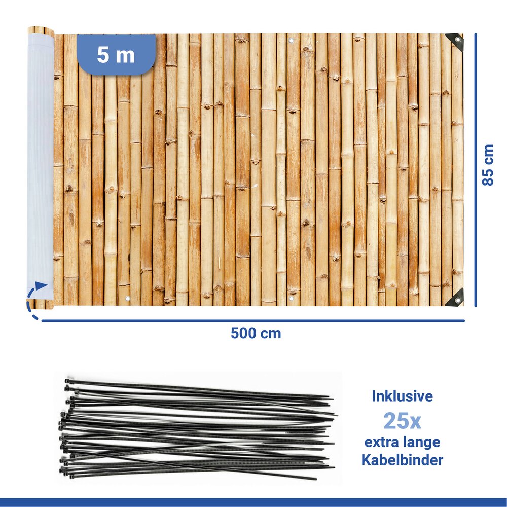 Balkon-Sichtschutz Mod. Bambus, 5 m  UV- und witterungsbeständig