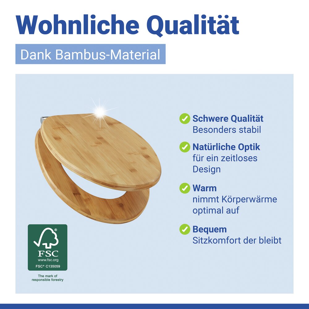 WC-Sitz Mod. Bambusa  Toilettensitz aus FSC®-zertifiziertem Bambus