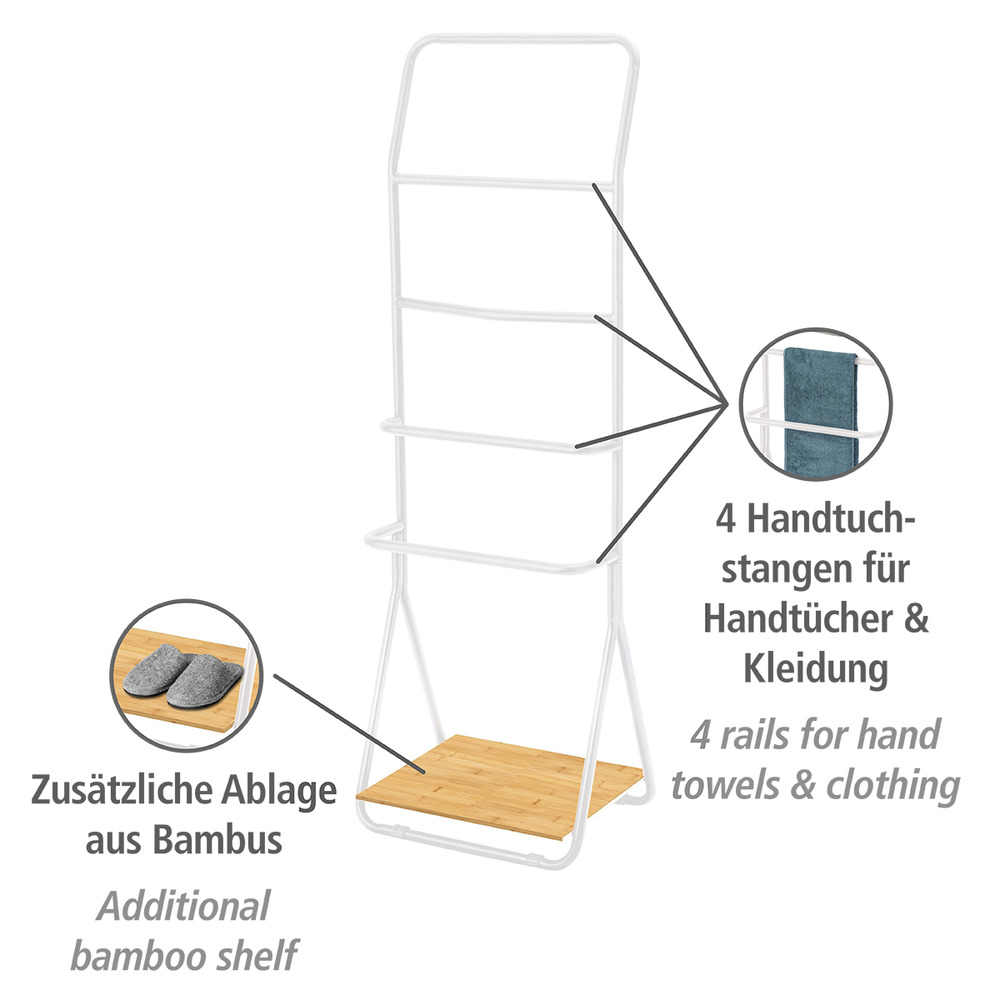 Handtuchhalter Mod. Verona Weiß  Handtuchständer, 4 Stangen