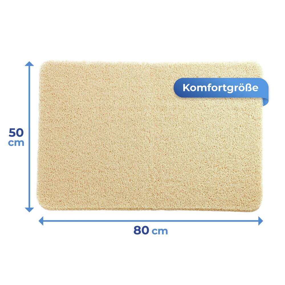 Badmat, beige, pvc, 50x80 cm, antislip, gemakkelijk schoon te maken