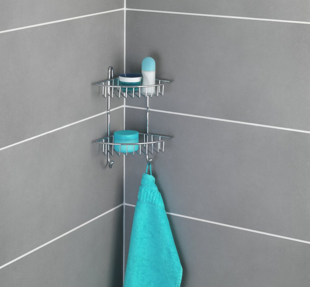 Eckregal Mod. Milano mit 2 Etagen  Chrom