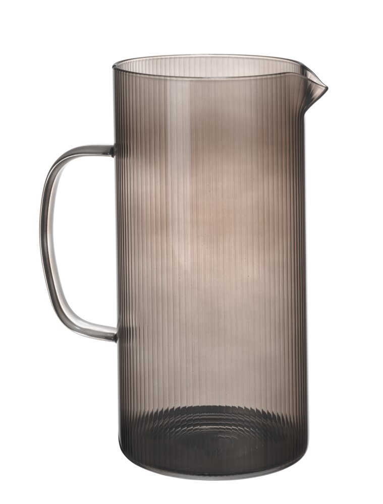 Glaskaraffe Mod. KARINA, schwarz, Glas, 1,7L, 17x22x11 cm mit geriffelter Oberfläche