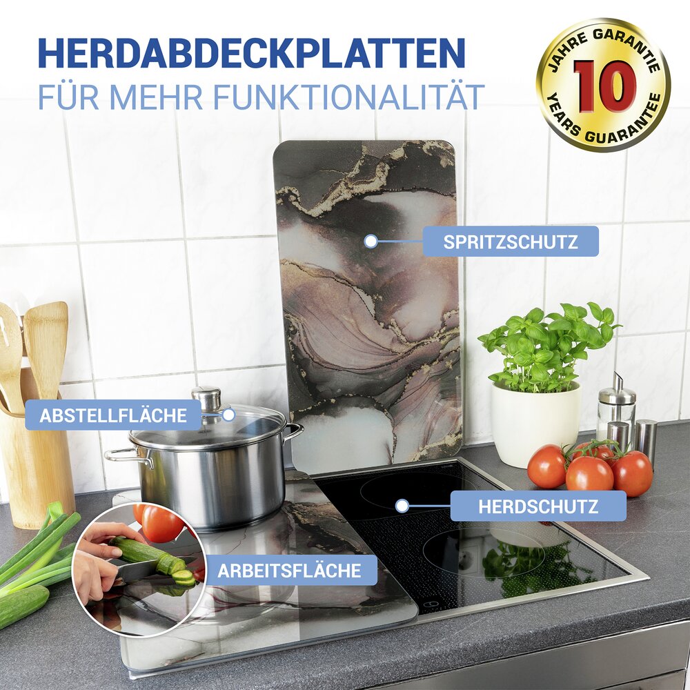 Herdabdeckplatte Universal Mod. Aquarell, 2er Set  für alle Herdarten geeignet